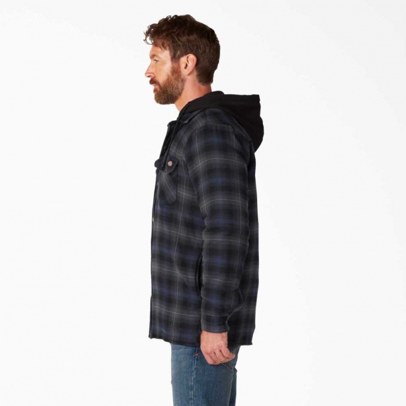 Dickies Hydroshield Flannel Shirt Jacket Černé Tmavě Blankyt | CZ0001310