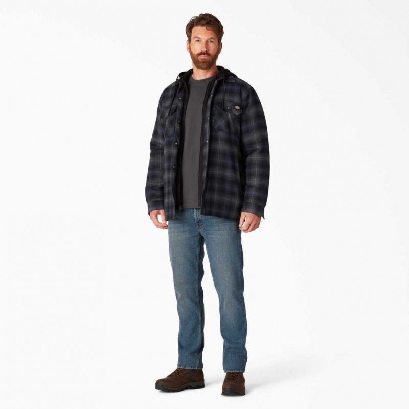 Dickies Hydroshield Flannel Shirt Jacket Černé Tmavě Blankyt | CZ0001310