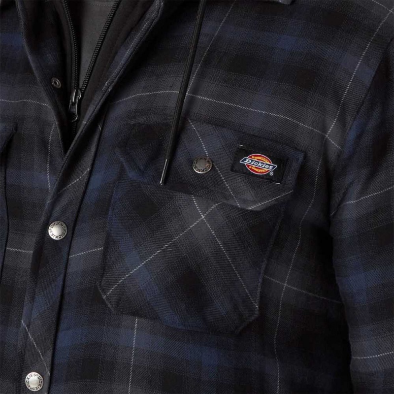 Dickies Hydroshield Flannel Shirt Jacket Černé Tmavě Blankyt | CZ0001310