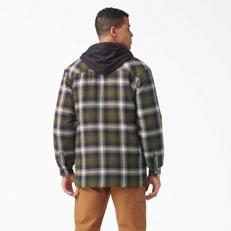 Dickies Hydroshield Flannel Shirt Jacket Tmavě Olivy Zelené Černé | CZ0001332