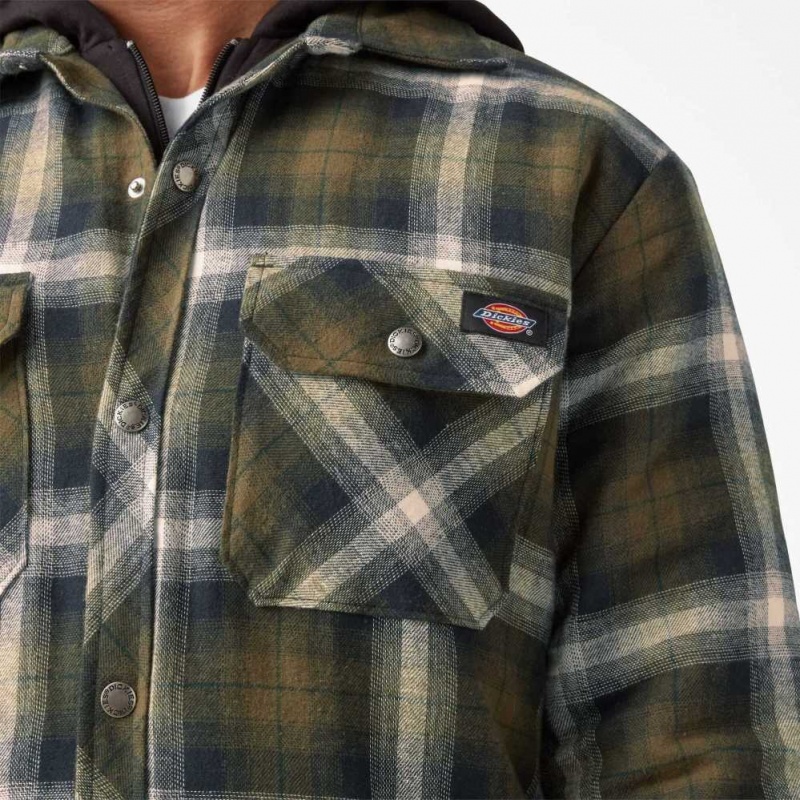 Dickies Hydroshield Flannel Shirt Jacket Tmavě Olivy Zelené Černé | CZ0001332