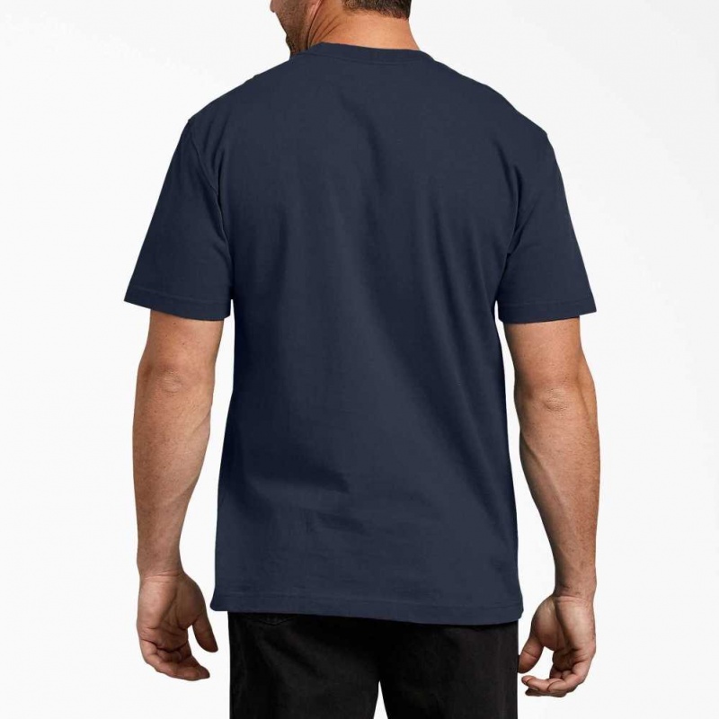 Dickies Krátké Sleeve Heavyweight Crew Neck T-Shirt Tmavě Tmavě Blankyt | CZ0000703