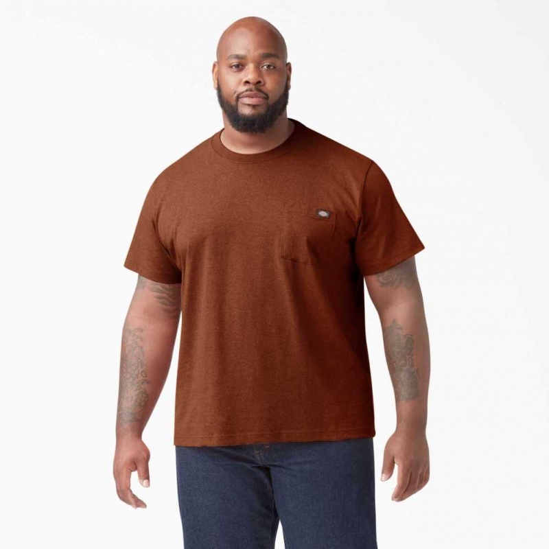 Dickies Krátké Sleeve Heavyweight Heathered T-Shirt Červené | CZ0000945