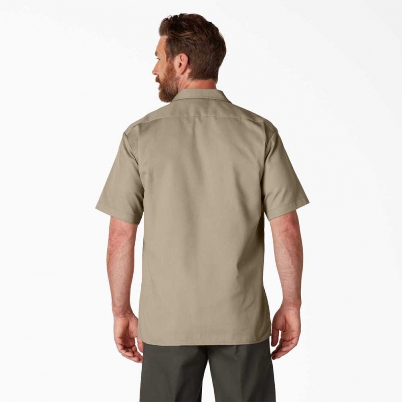 Dickies Krátké Sleeve Pracovní Shirt Desert Sand | CZ0000202