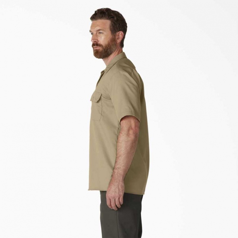 Dickies Krátké Sleeve Pracovní Shirt Hnědožlutý | CZ0000223