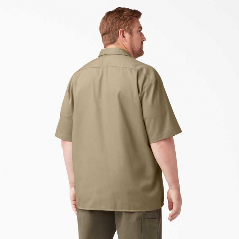 Dickies Krátké Sleeve Pracovní Shirt Hnědožlutý | CZ0000223