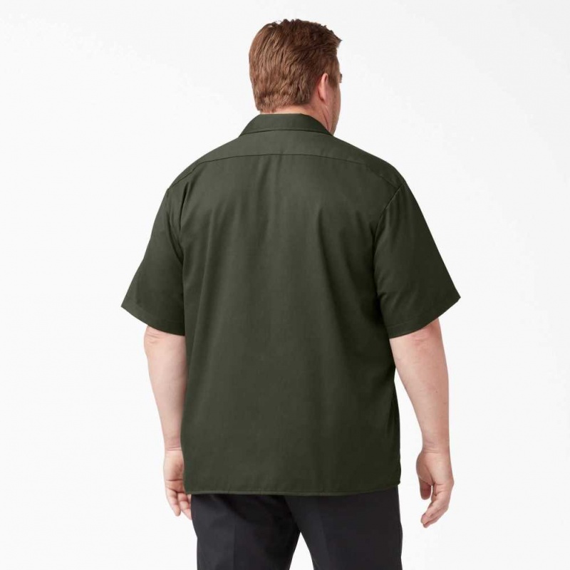 Dickies Krátké Sleeve Pracovní Shirt Olivy Zelené Zelene | CZ0000240