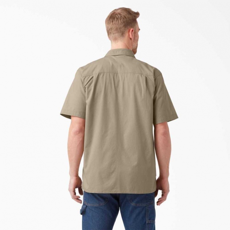 Dickies Krátké Sleeve Ripstop Shirt Rinsed Desert Sand | CZ0000250