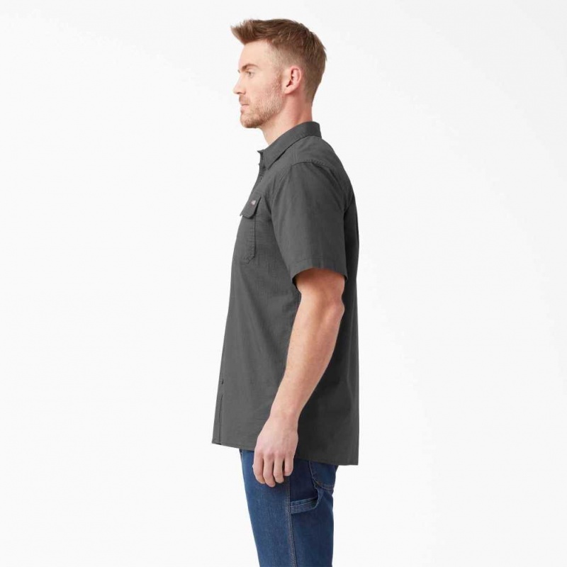 Dickies Krátké Sleeve Ripstop Shirt Rinsed Slate | CZ0000258