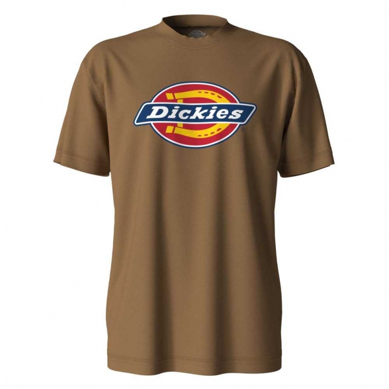 Dickies Krátké Sleeve Tri-Color Logo Grafická T-Shirt Hnědé | CZ0000609