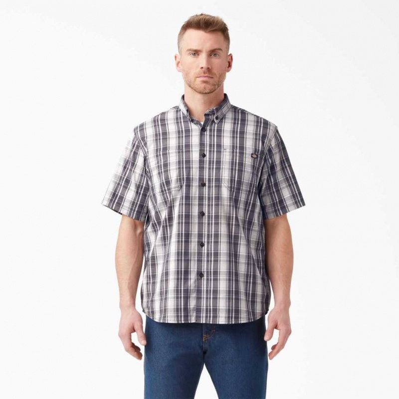 Dickies Krátké Sleeve Woven Shirt Charcoal Quail Gray Plaid | CZ0001208