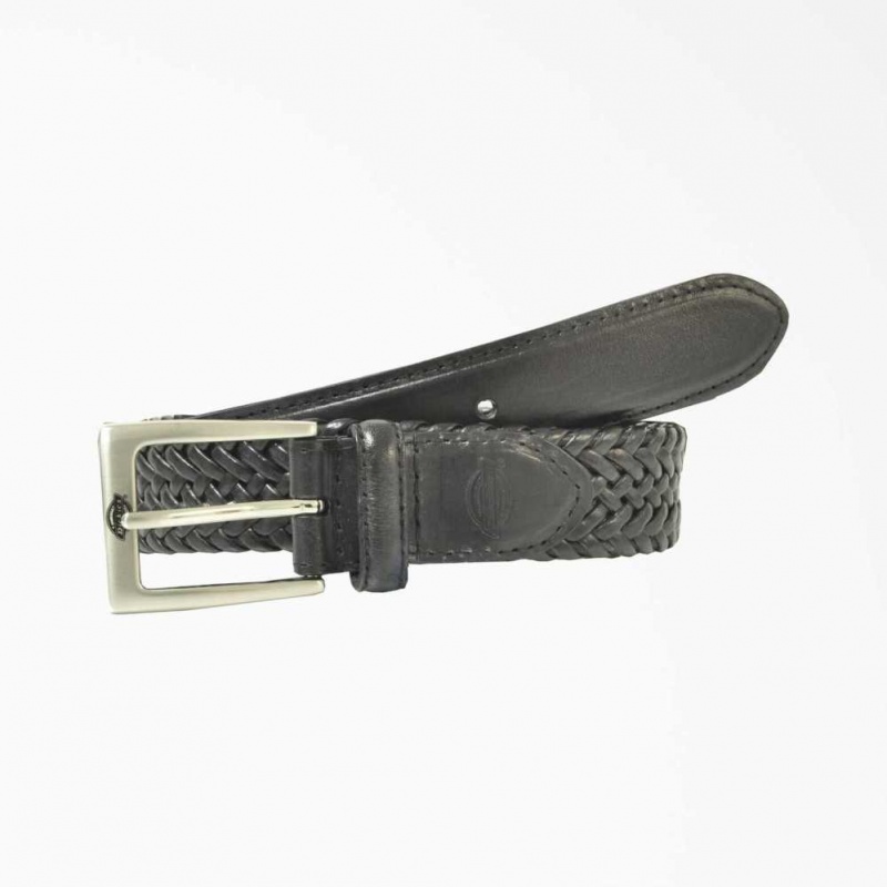 Dickies Læder Braided Belt Černé | CZ0002488