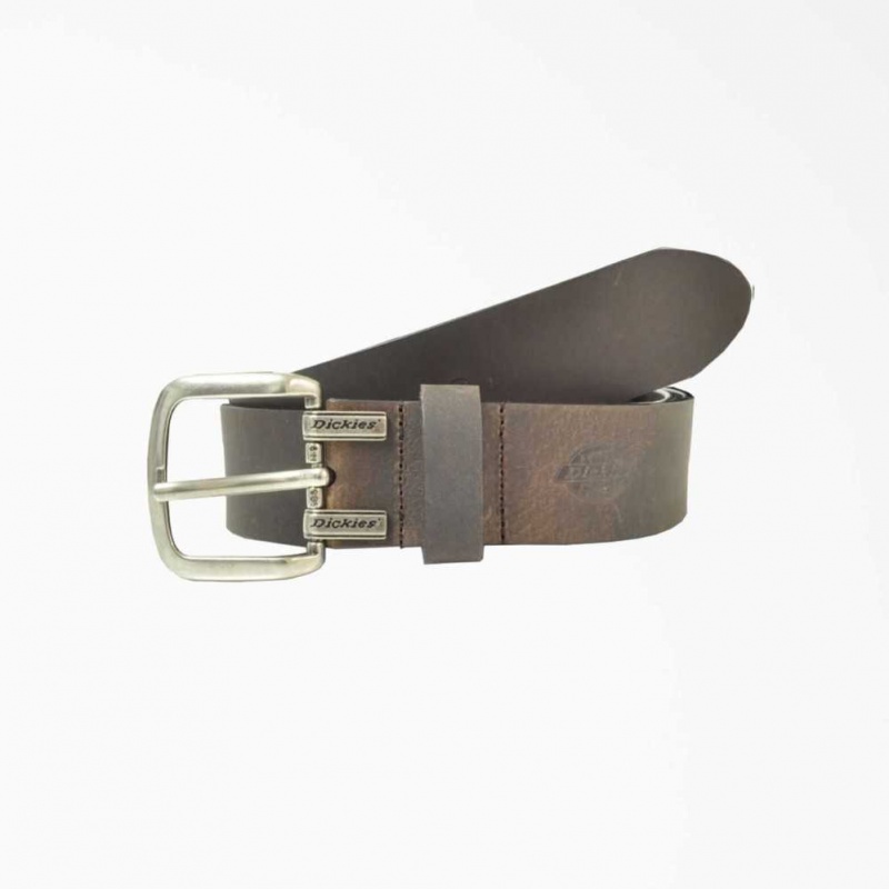 Dickies Læder Cut Edge Belt Tmavě Hnědé | CZ0002512