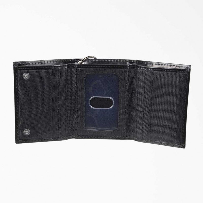 Dickies Læder Trifold Wallet Černé | CZ0000298