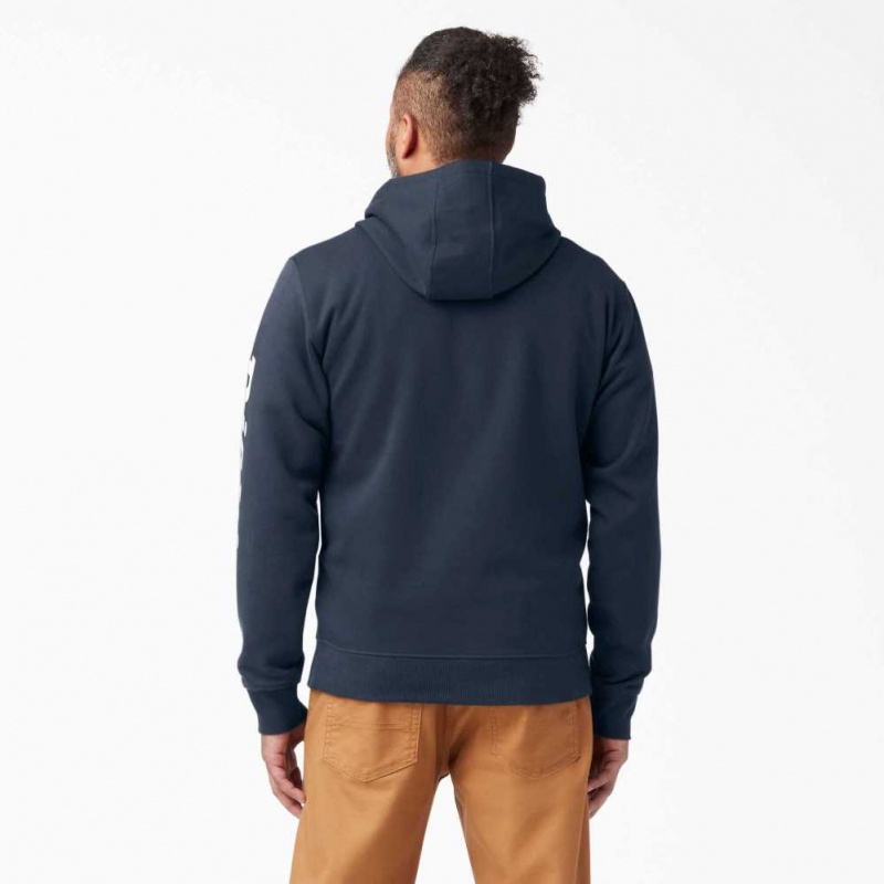 Dickies Logo Sleeve Fleece Hoodie Tmavě Tmavě Blankyt | CZ0001868