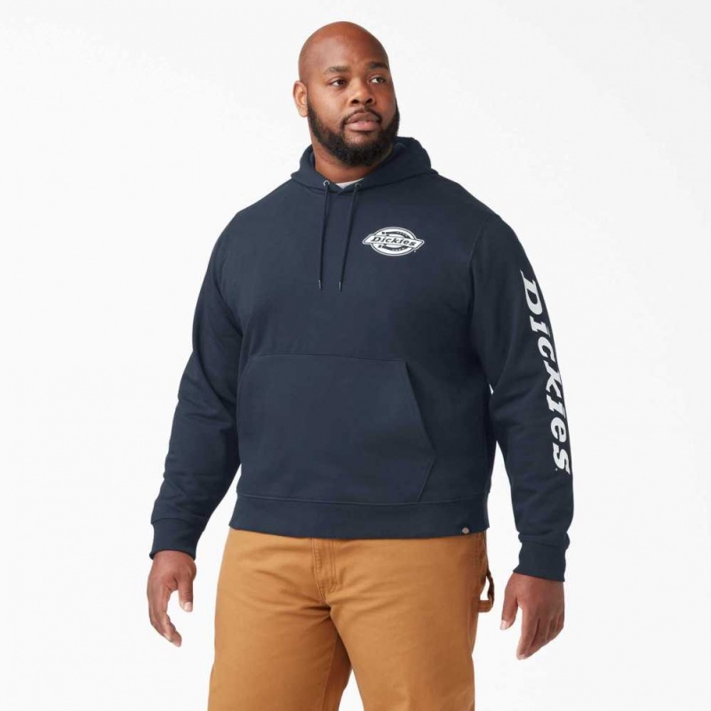 Dickies Logo Sleeve Fleece Hoodie Tmavě Tmavě Blankyt | CZ0001868