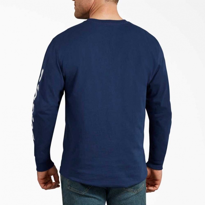 Dickies Long-Sleeve Grafická T-Shirt Tmavě Blankyt | CZ0000717