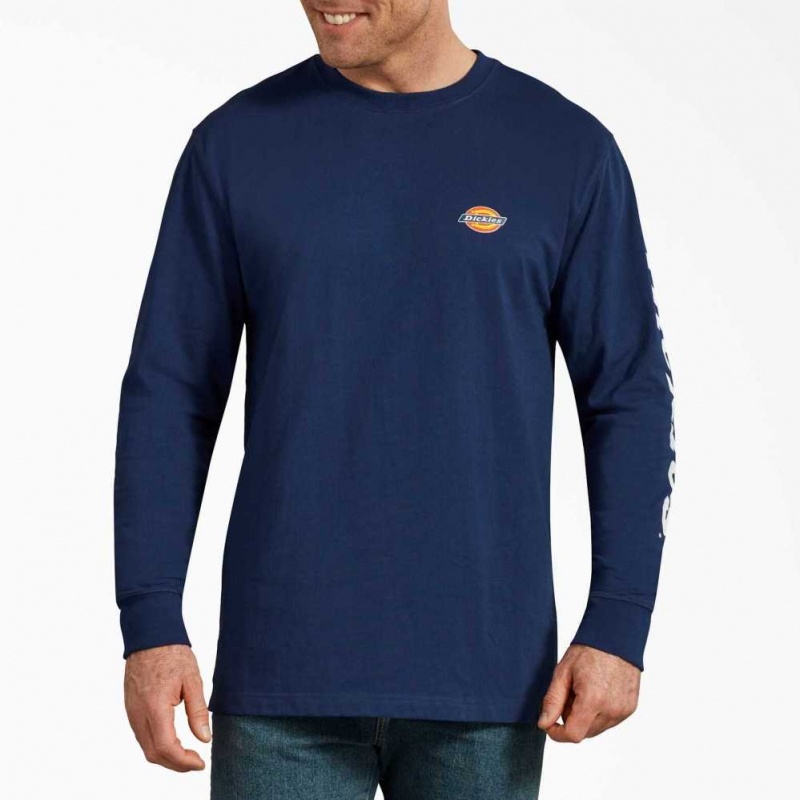 Dickies Long-Sleeve Grafická T-Shirt Tmavě Blankyt | CZ0000717