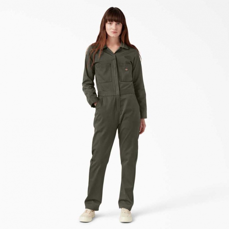 Dickies Long Sleeve Coveralls Zelene | CZ0002247