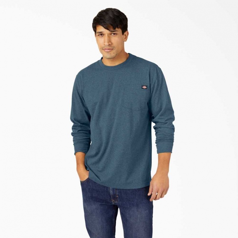 Dickies Long Sleeve Heathered Heavyweight Crew Neck T-Shirt Blankyt | CZ0000487