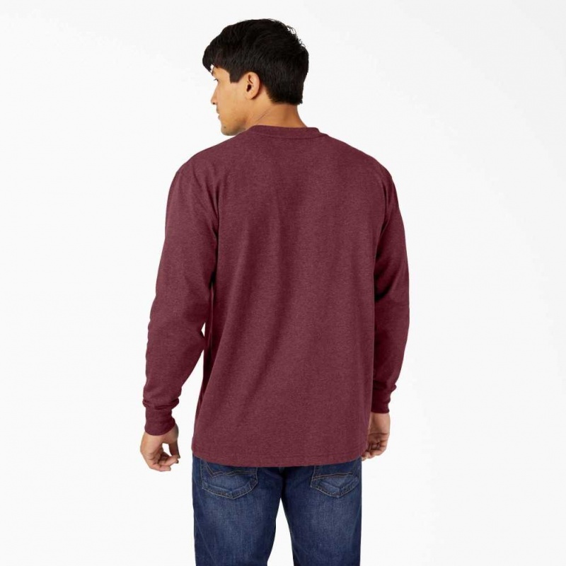 Dickies Long Sleeve Heathered Heavyweight Crew Neck T-Shirt Vínové | CZ0000619