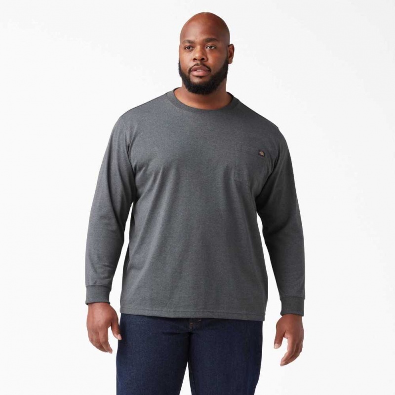 Dickies Long Sleeve Heathered Heavyweight Crew Neck T-Shirt Charcoal Gray Heather | CZ0000658