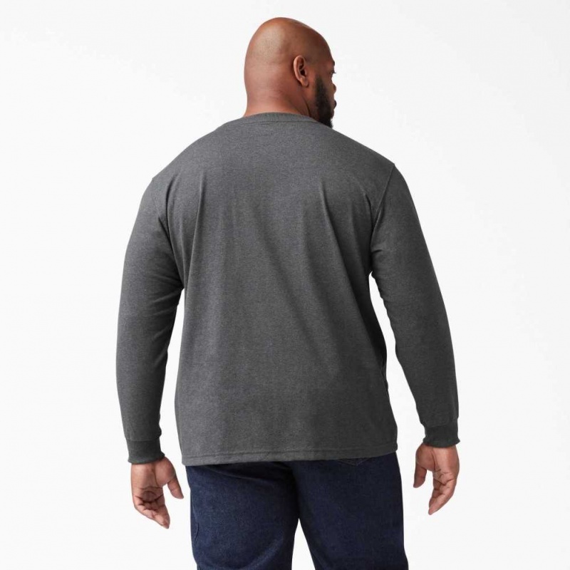 Dickies Long Sleeve Heathered Heavyweight Crew Neck T-Shirt Charcoal Gray Heather | CZ0000658