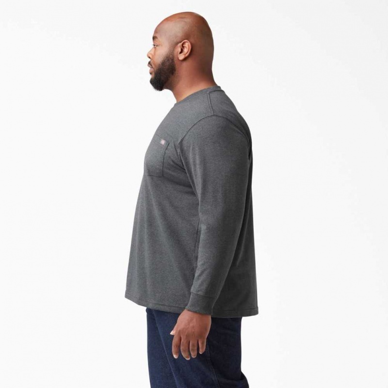 Dickies Long Sleeve Heathered Heavyweight Crew Neck T-Shirt Charcoal Gray Heather | CZ0000658