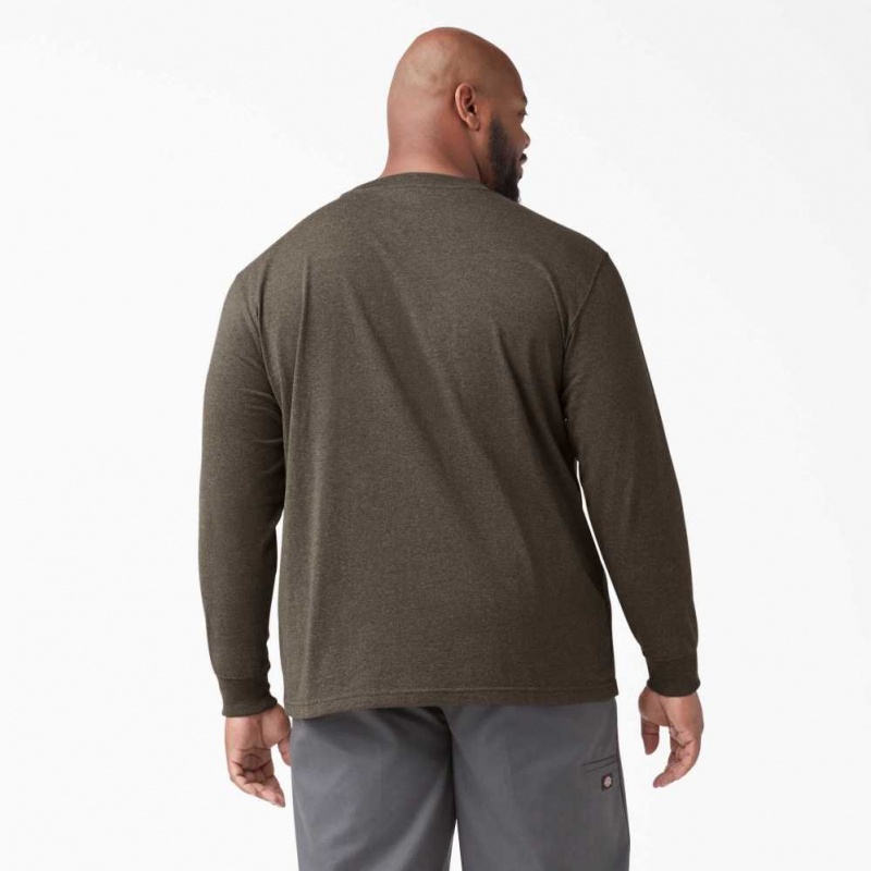 Dickies Long Sleeve Heathered Heavyweight Crew Neck T-Shirt Čokolády | CZ0000671