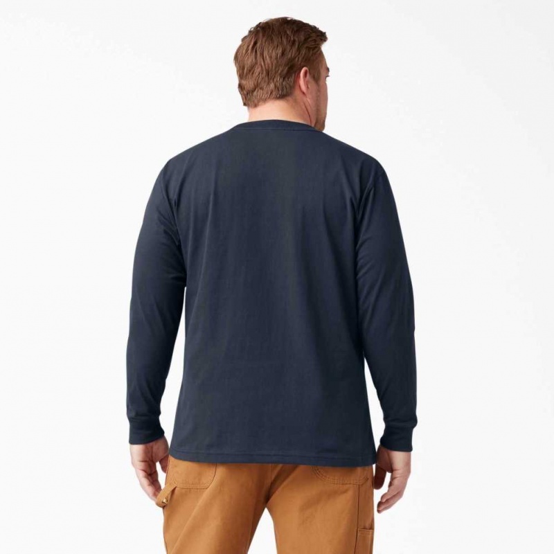 Dickies Long Sleeve Heavyweight Crew Neck T-Shirt Tmavě Tmavě Blankyt | CZ0000684