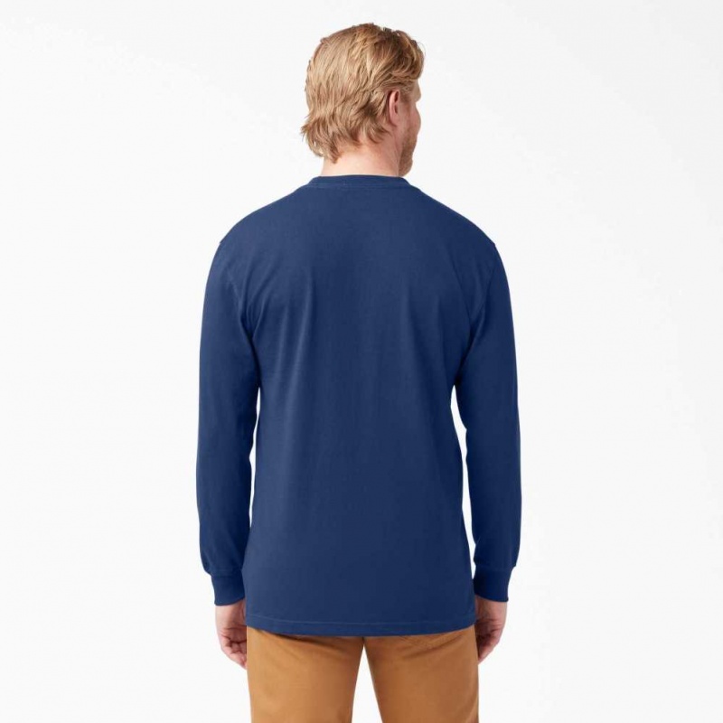 Dickies Long Sleeve Heavyweight Crew Neck T-Shirt Tmavě Blankyt | CZ0000715