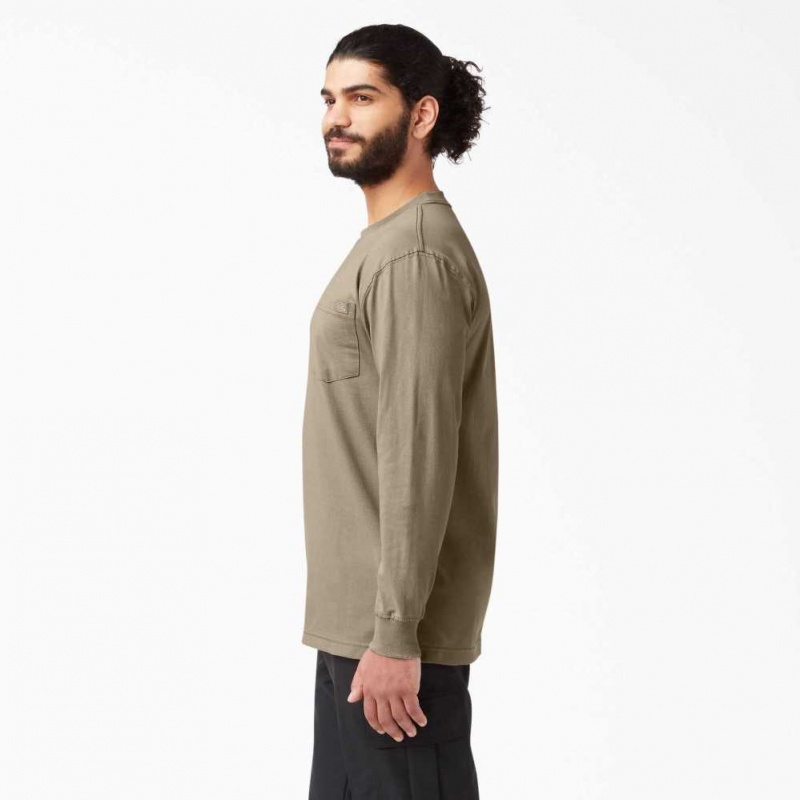 Dickies Long Sleeve Heavyweight Crew Neck T-Shirt Desert Sand | CZ0000727