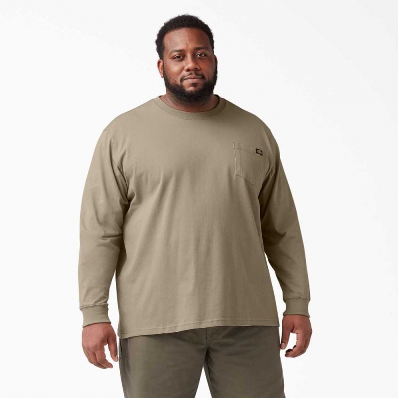 Dickies Long Sleeve Heavyweight Crew Neck T-Shirt Desert Sand | CZ0000727