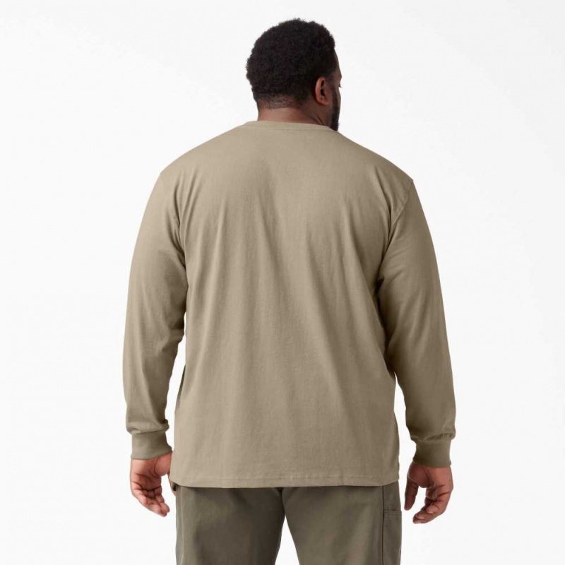 Dickies Long Sleeve Heavyweight Henley T-Shirt Desert Sand | CZ0000723