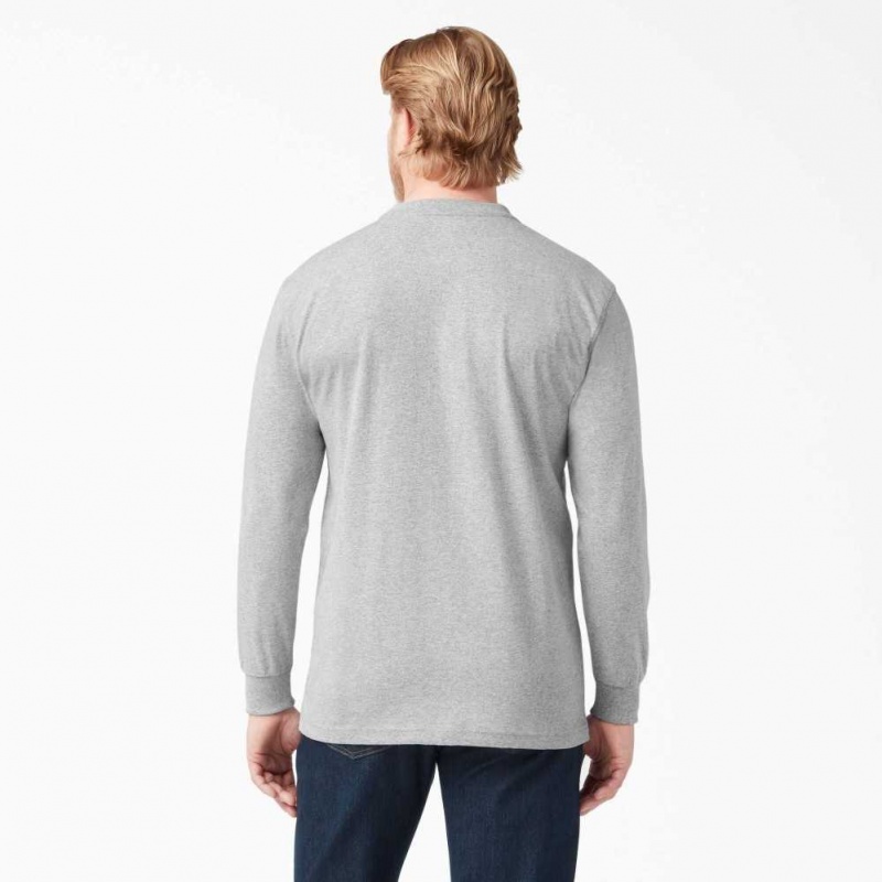 Dickies Long Sleeve Heavyweight Henley T-Shirt Heather Gray | CZ0000818