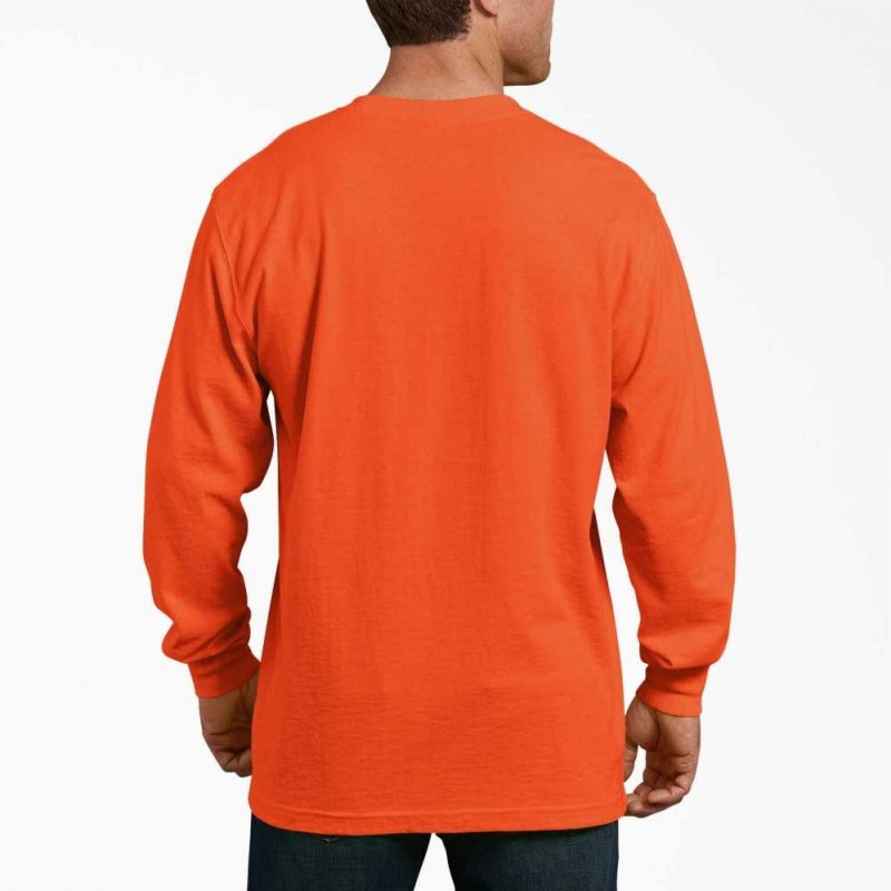 Dickies Long Sleeve Heavyweight Neon Crew Neck T-Shirt Oranžové | CZ0000586