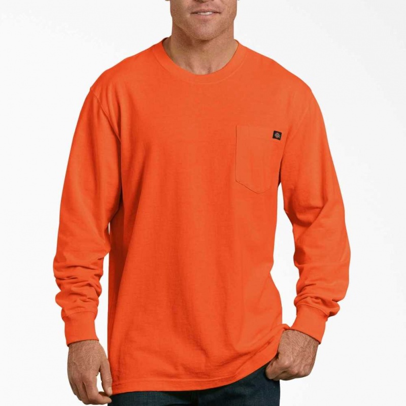 Dickies Long Sleeve Heavyweight Neon Crew Neck T-Shirt Oranžové | CZ0000586