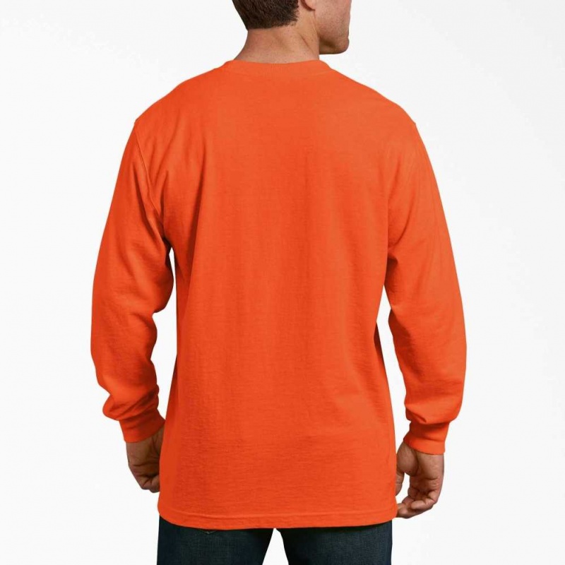 Dickies Long Sleeve Heavyweight Neon Crew Neck T-Shirt Oranžové | CZ0000590