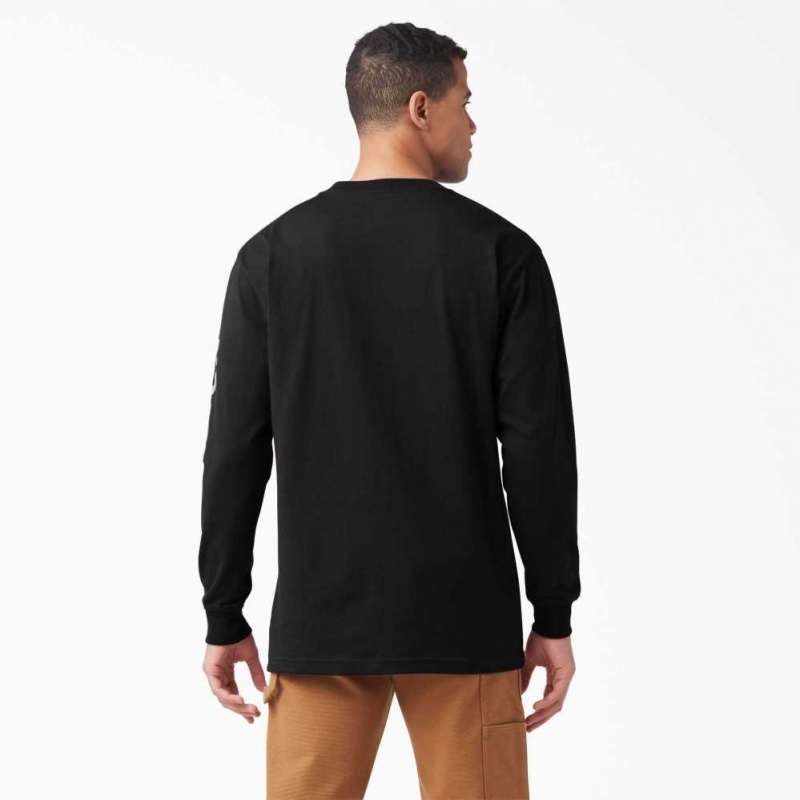 Dickies Long Sleeve Logo Grafická T-Shirt Černé | CZ0000490