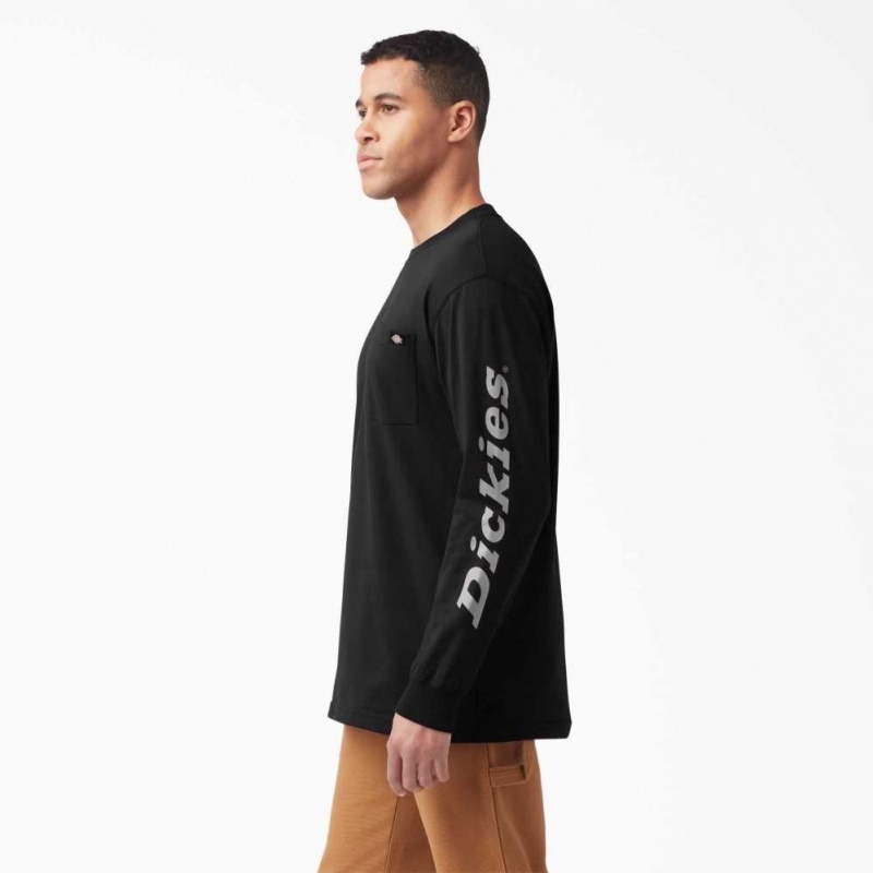 Dickies Long Sleeve Logo Grafická T-Shirt Černé | CZ0000510