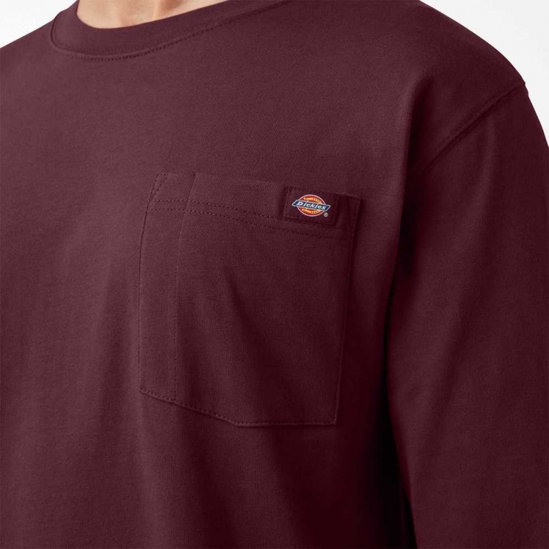 Dickies Long Sleeve Logo Grafická T-Shirt Vínové | CZ0000623