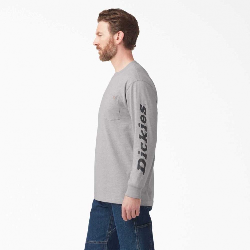 Dickies Long Sleeve Logo Grafická T-Shirt Heather Gray | CZ0000812