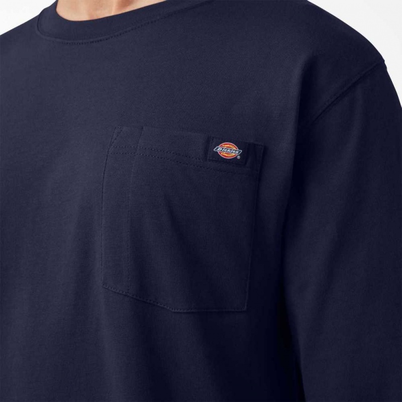 Dickies Long Sleeve Logo Grafická T-Shirt Tmavě Blankyt | CZ0000844