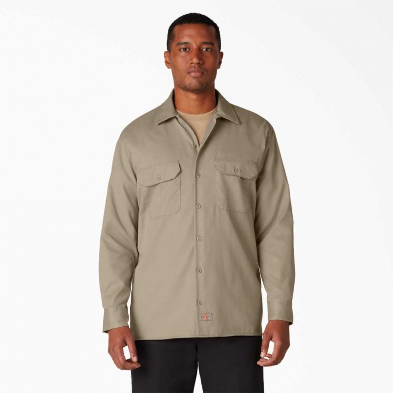 Dickies Long Sleeve Pracovní Shirt Desert Sand | CZ0000198