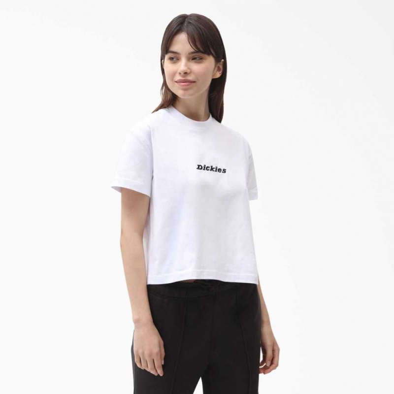 Dickies Loretto Cropped T-Shirt Bílé | CZ0002190