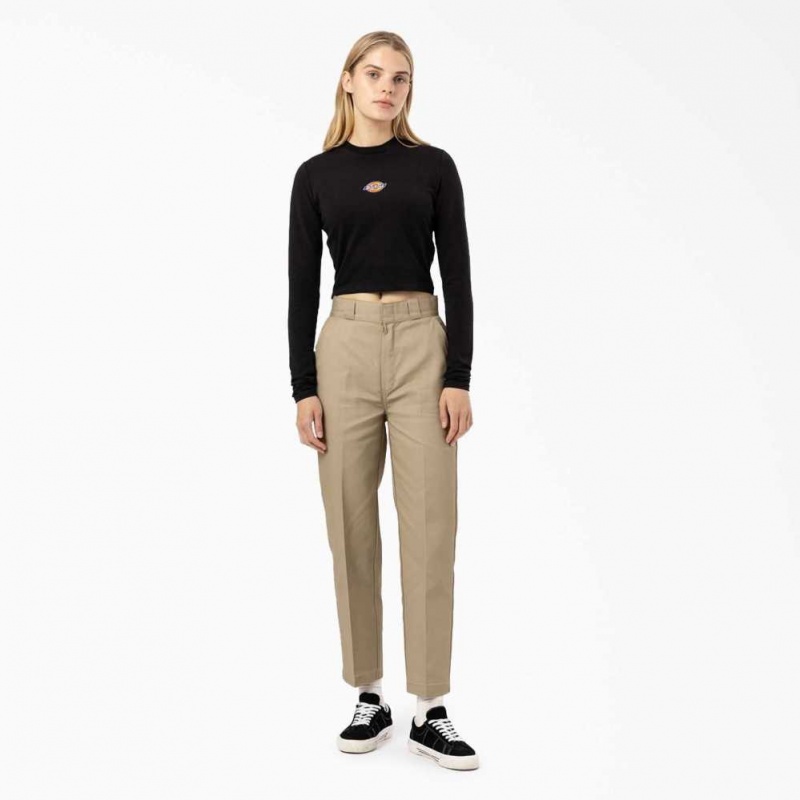 Dickies Maple Valley Cropped Long Sleeve T-Shirt Černé | CZ0002173