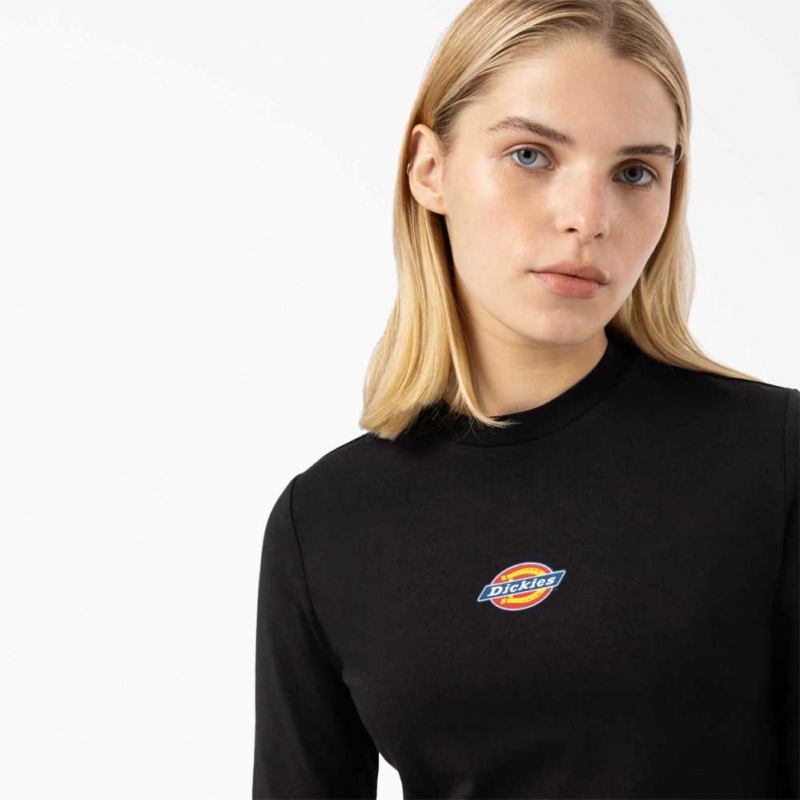 Dickies Maple Valley Cropped Long Sleeve T-Shirt Černé | CZ0002173