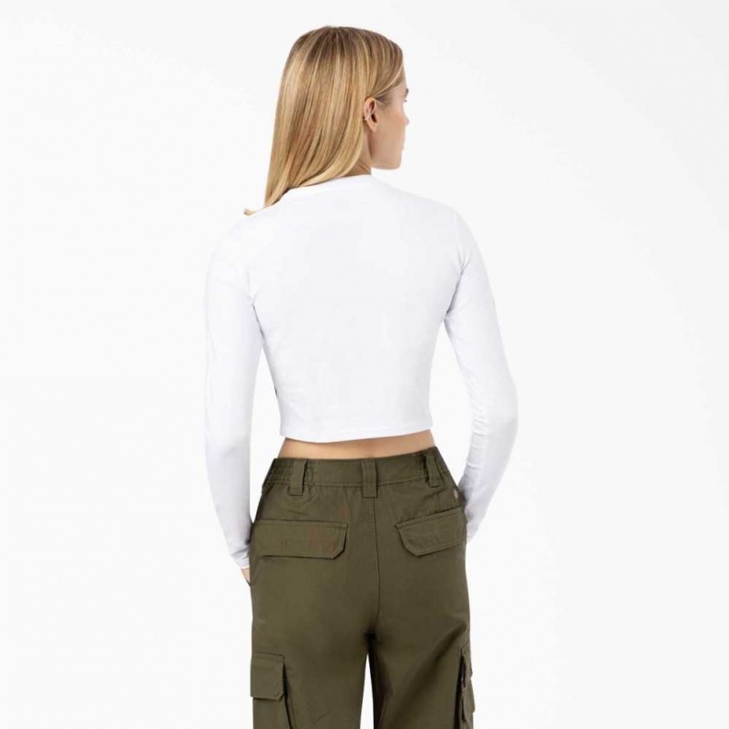 Dickies Maple Valley Cropped Long Sleeve T-Shirt Bílé | CZ0002189