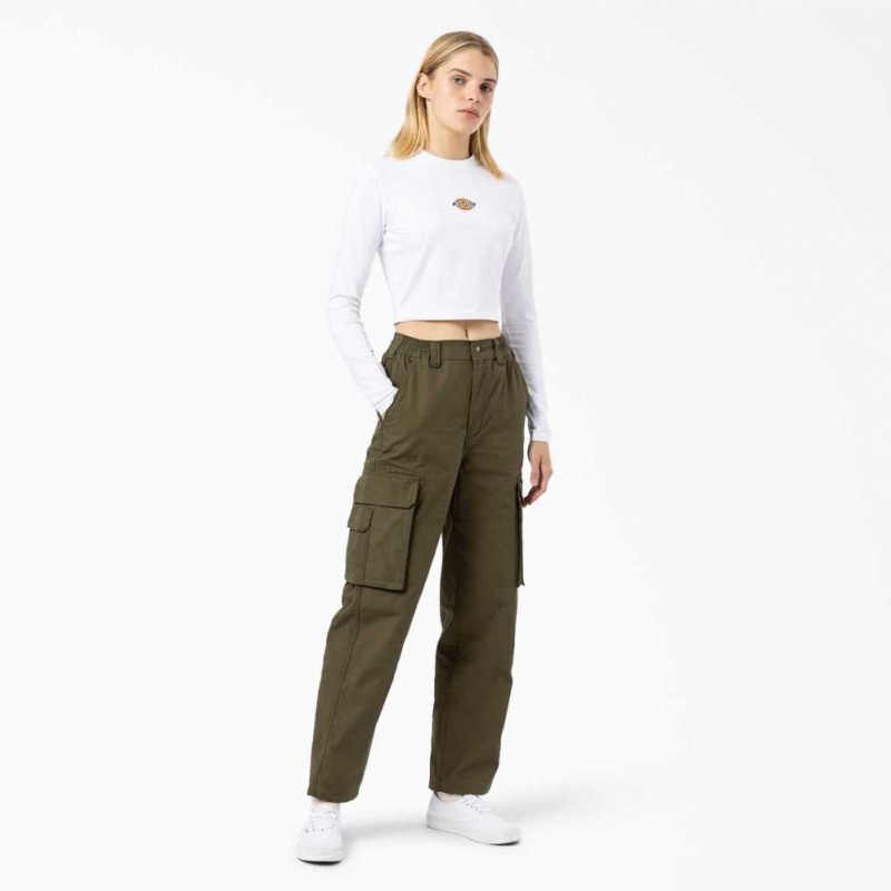 Dickies Maple Valley Cropped Long Sleeve T-Shirt Bílé | CZ0002189