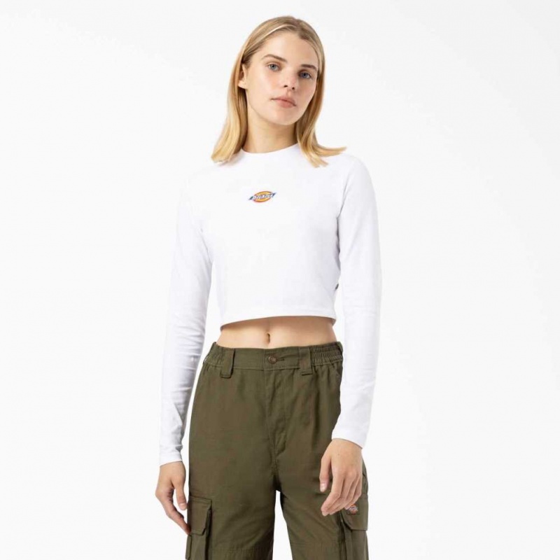 Dickies Maple Valley Cropped Long Sleeve T-Shirt Bílé | CZ0002189